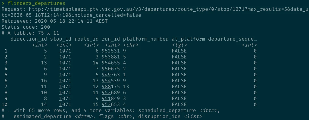 Printing data frames with metadata