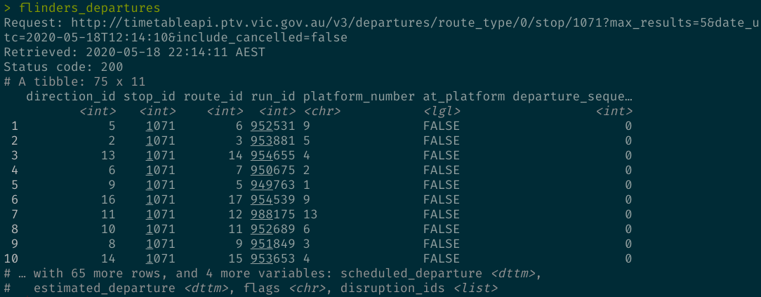 Printing data frames with metadata